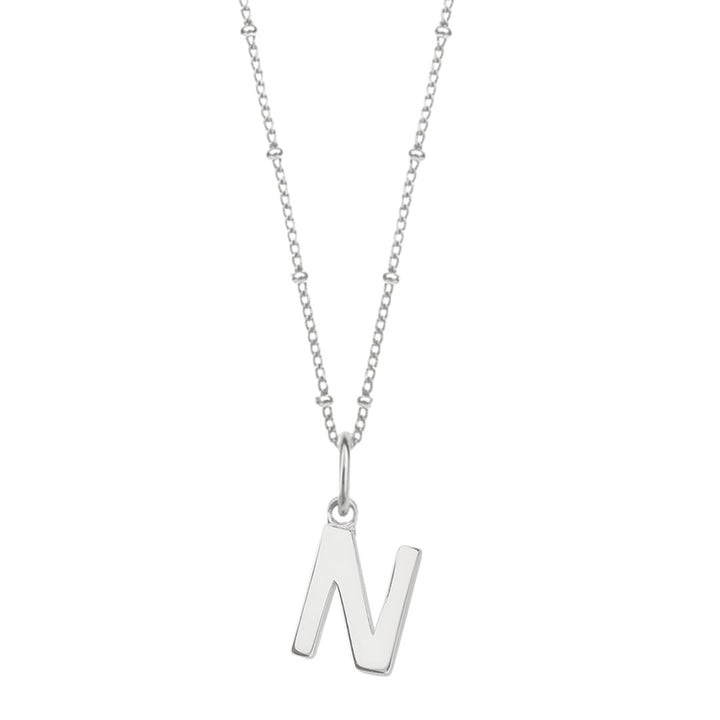 Sterling Silver Initial N Pendant & Bead Chain