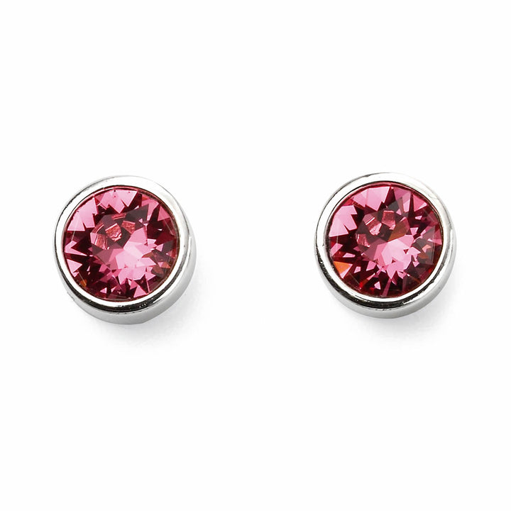 Silver Crystal Birthstone Stud Earrings (October)