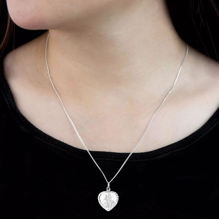 Sterling Silver St Christopher Heart Pendant