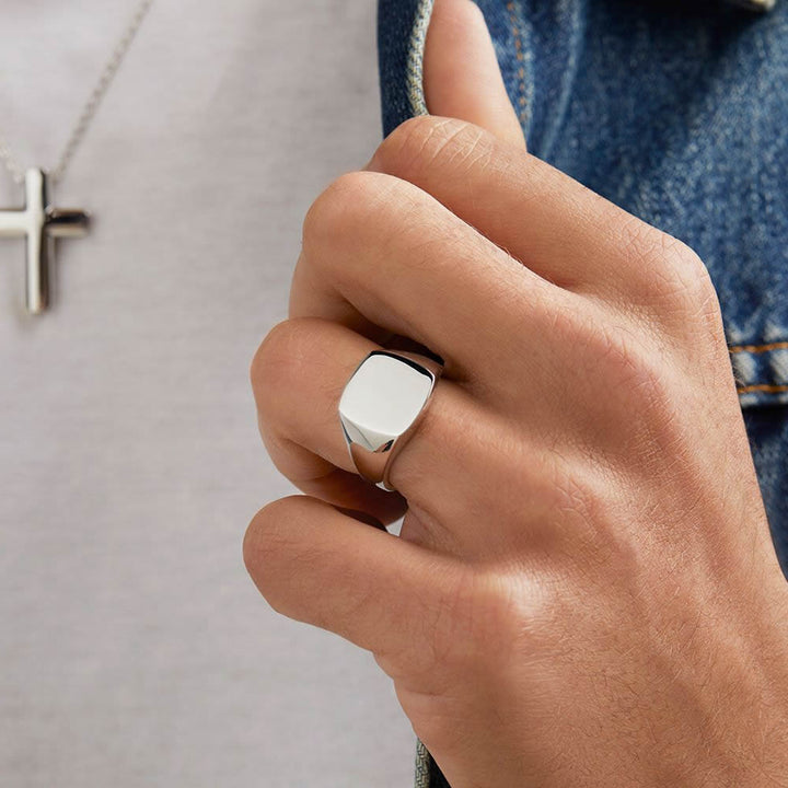 Men's Sterling Silver Square Signet Ring