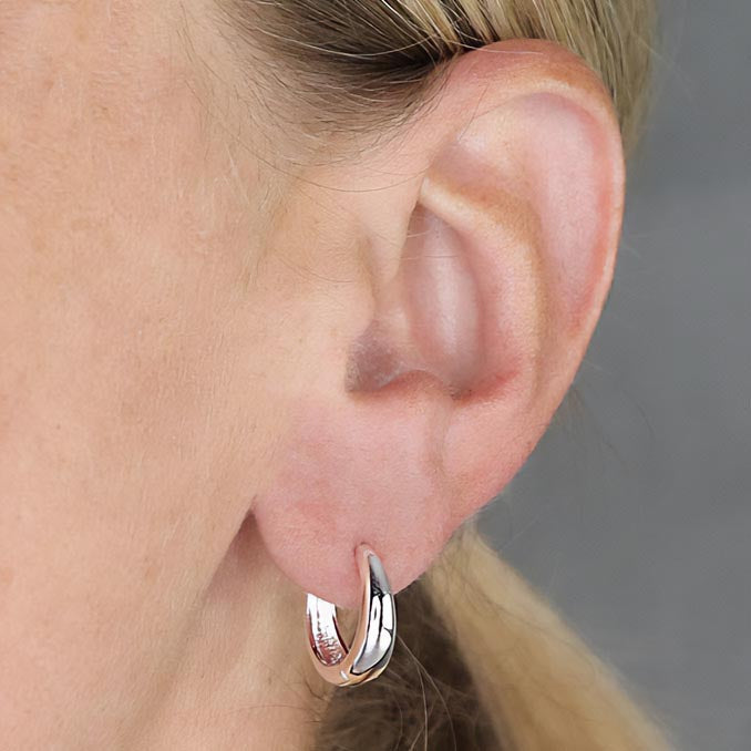 Silver Tapered Creole Hoop Earrings