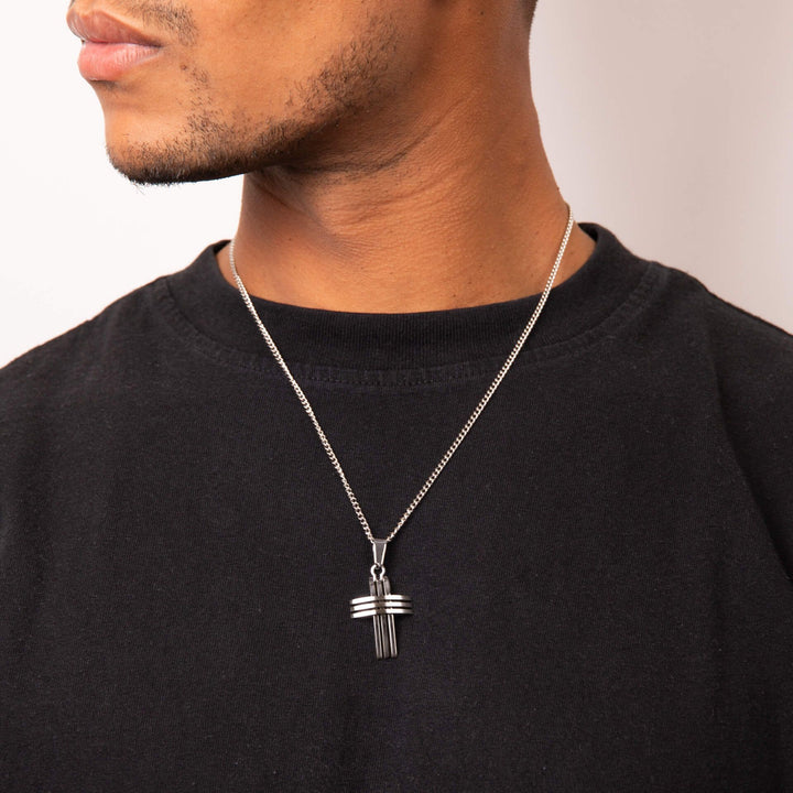Men's Slash Cross Pendant Necklace