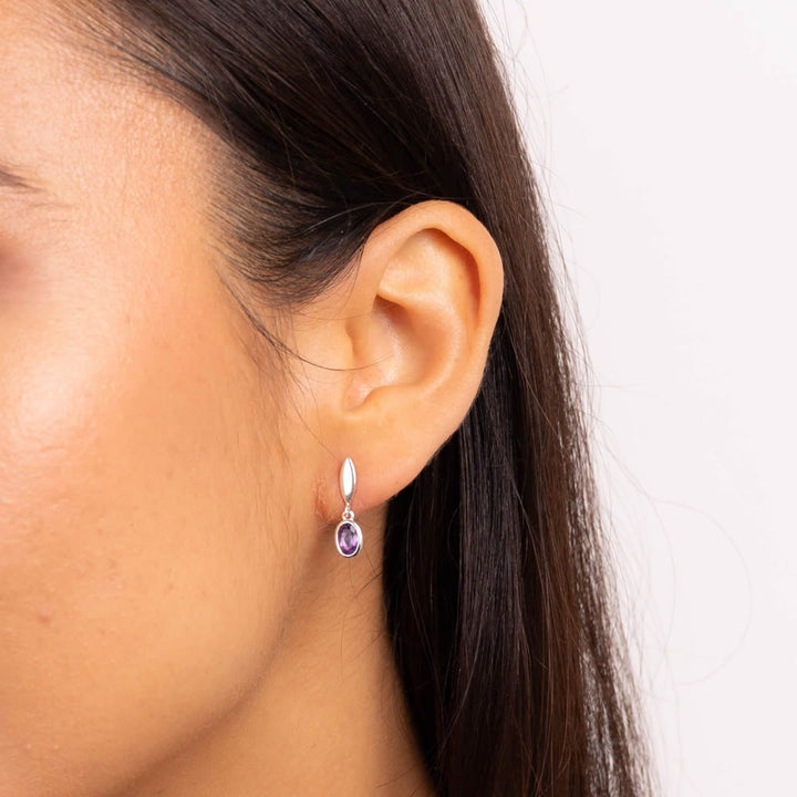 Sterling Silver Amethyst Drop Earrings
