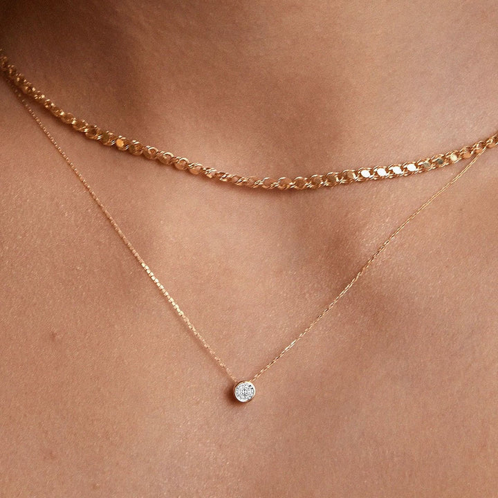 9ct Gold Diamond Illusion Rubover Necklace