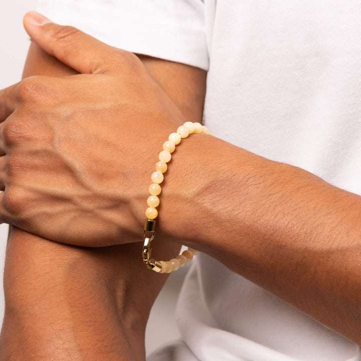 Men's Yellow Jade Bead Bracelet