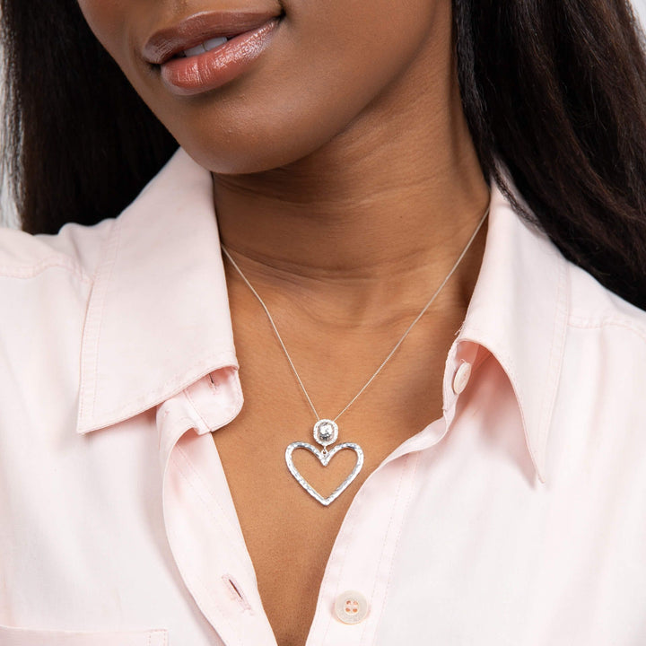 Sterling Silver Hammered Heart Necklace