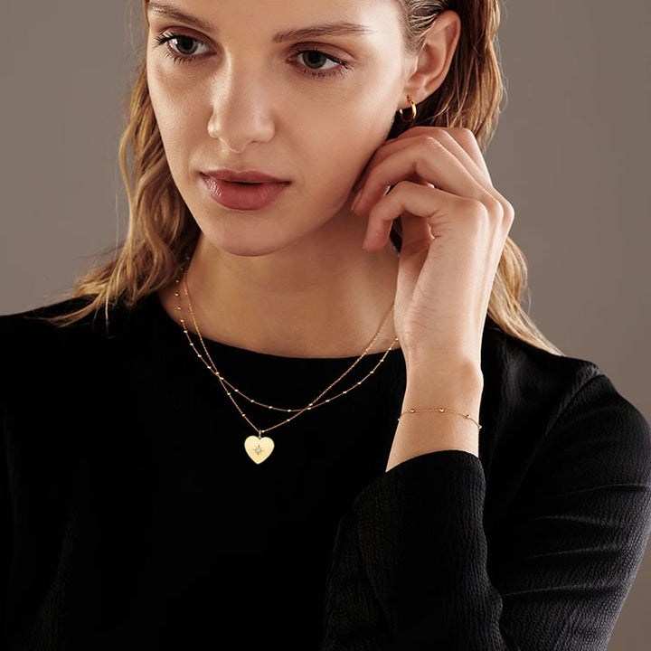 9ct Gold Starburst Heart Pendant