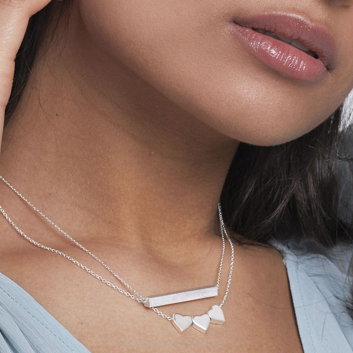Silver Personalised Initials Triple Heart Necklace