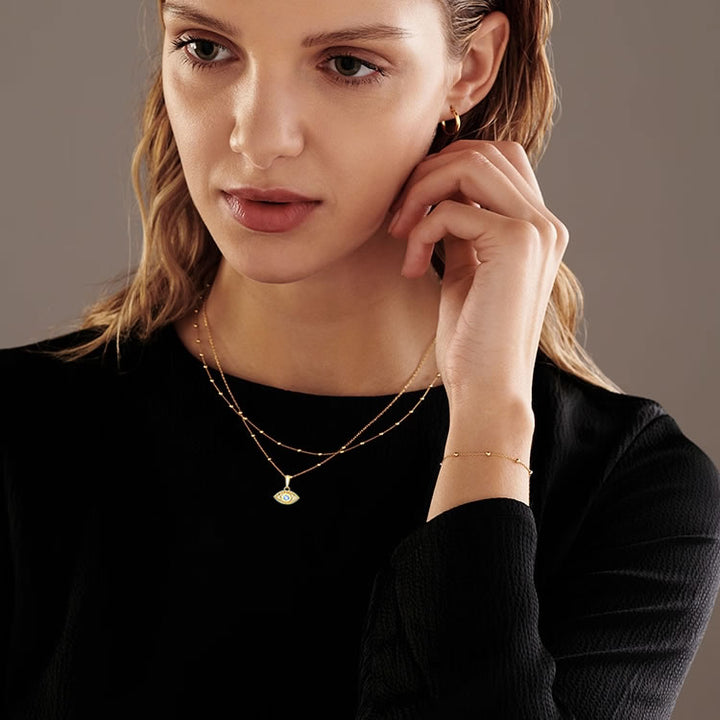 9ct Gold Aquamarine Evil Eye Pendant