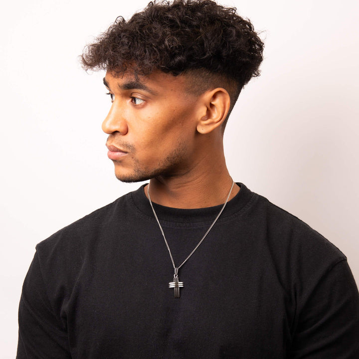 Men's Slash Cross Pendant Necklace