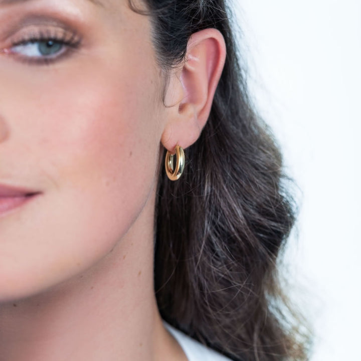 18ct Gold Plated Thick Hinged Hoop Earrings 20mm