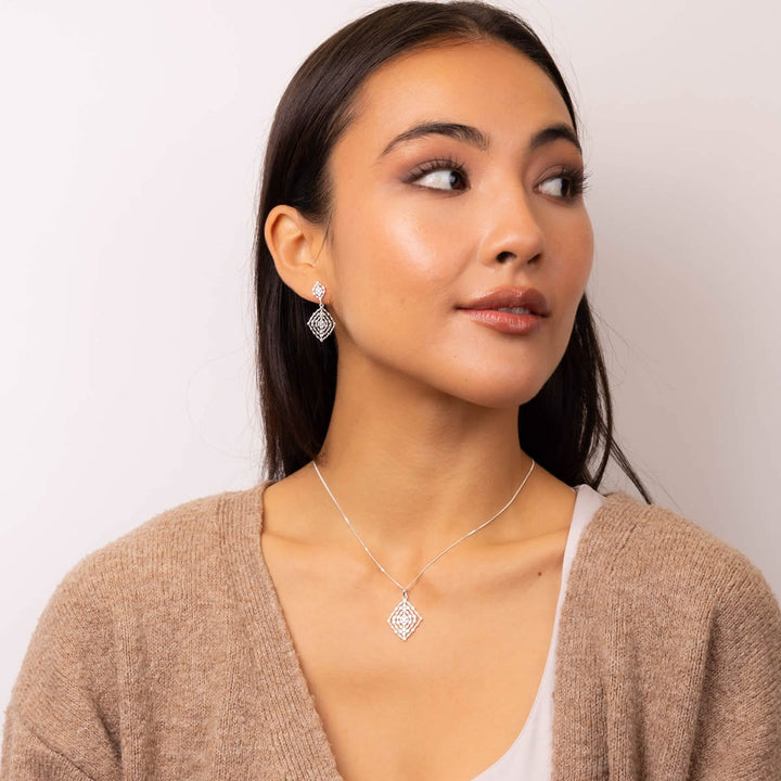 Sterling Silver Geometrical Drop Earrings