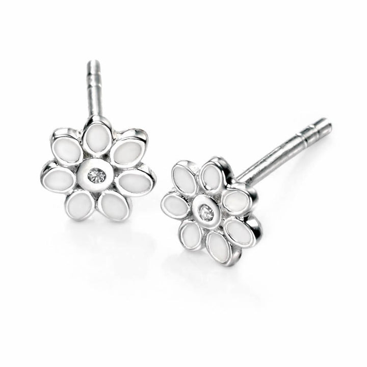 Children's Silver Diamond Flower Stud Earrings