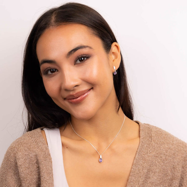 Sterling Silver Amethyst Drop Earrings