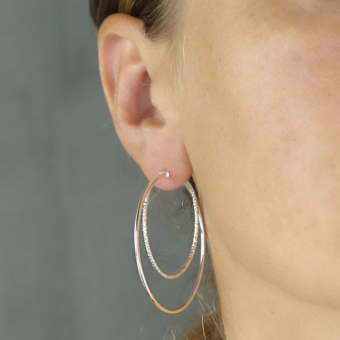 Sterling Silver Large Double Hoop Earrings