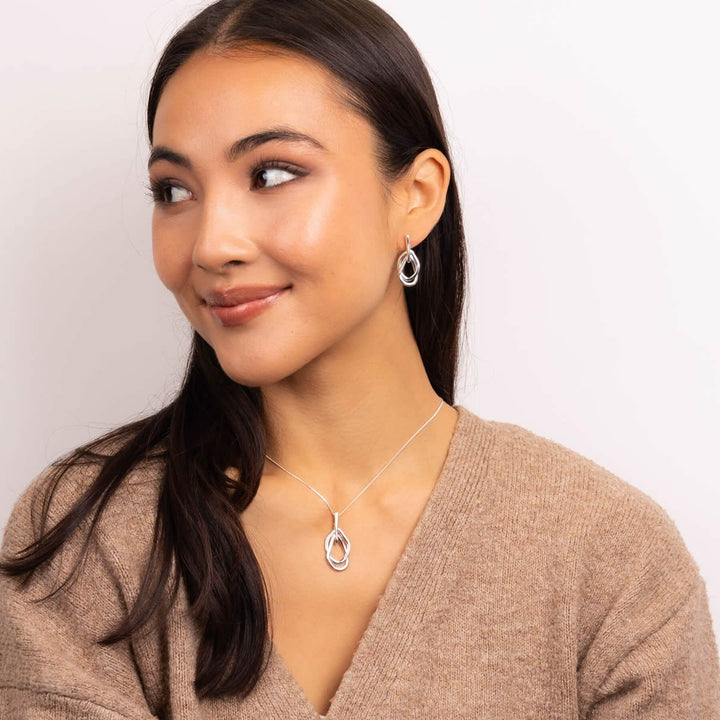 Sterling Silver Organic Link Drop Earrings