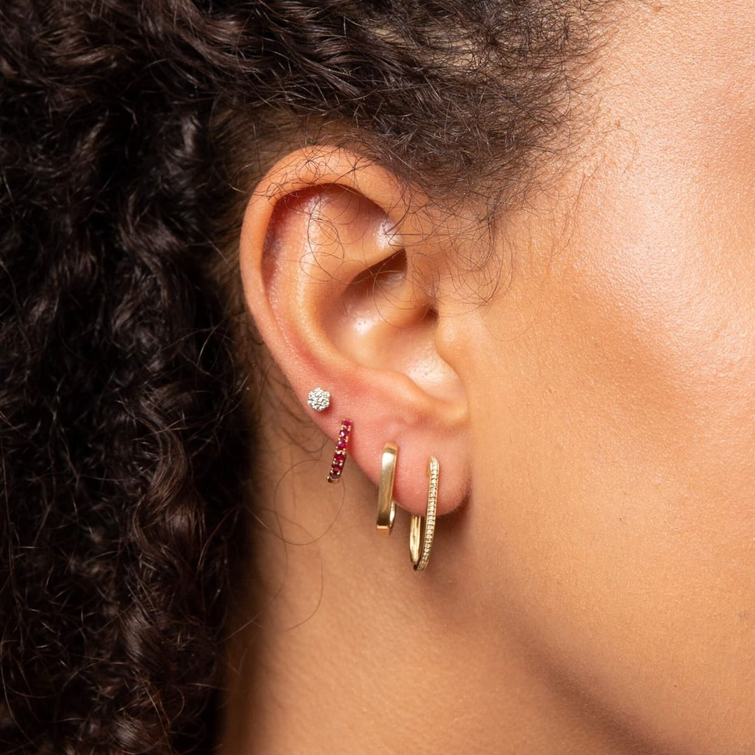 9ct Gold Ruby Hoop Earrings
