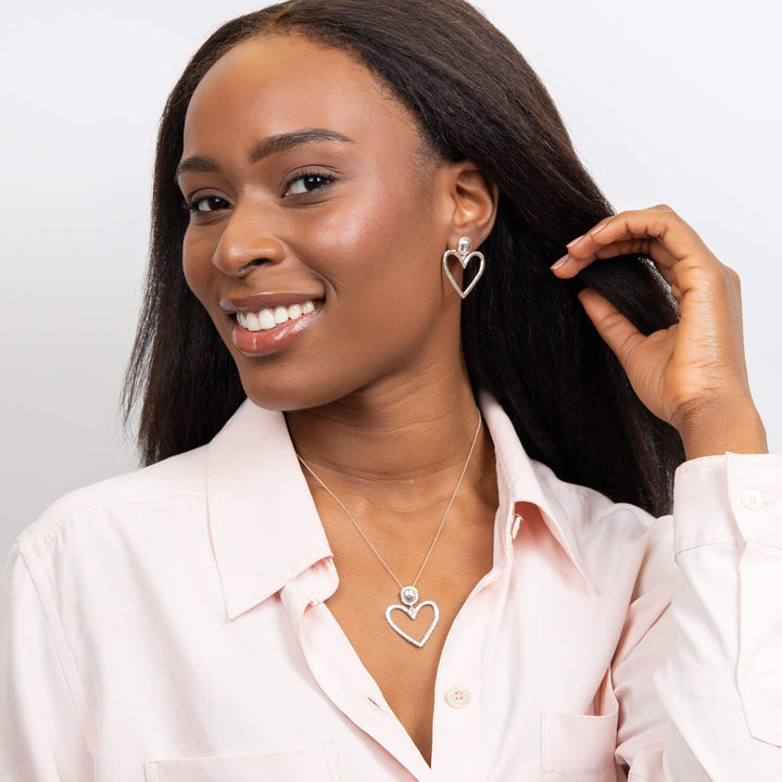 Sterling Silver Hammered Heart Necklace