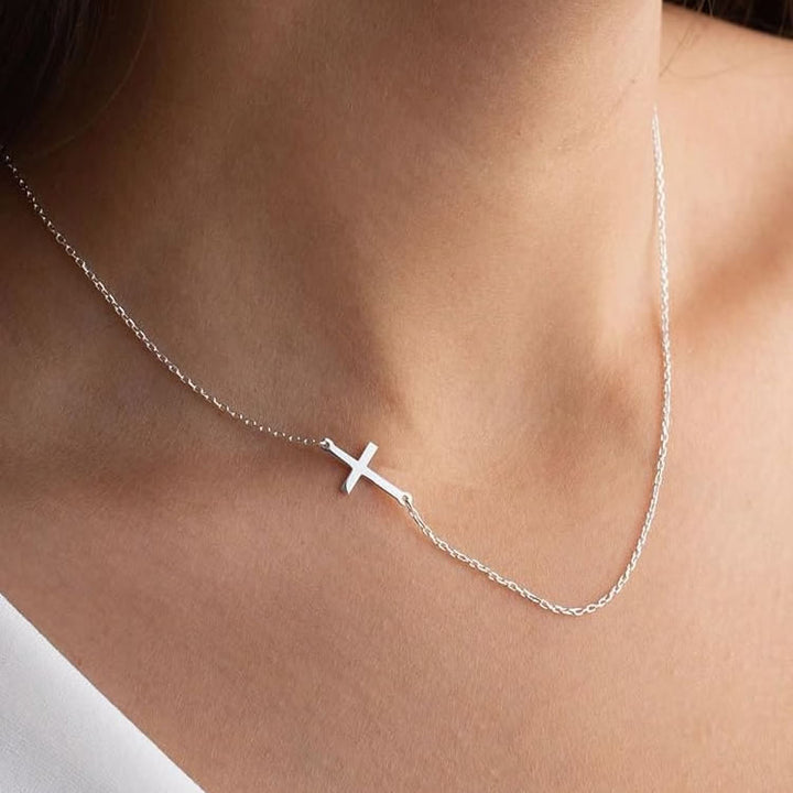 Silver Sideways Cross Pendant