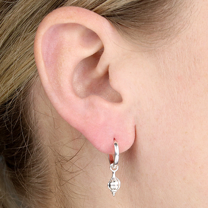 Sterling Silver Shell Hoop Earrings