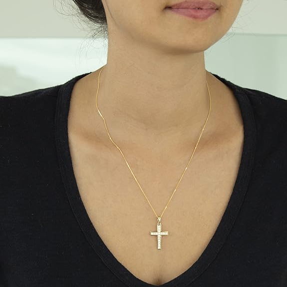 9ct Gold Cubic Zirconia Cross Pendant