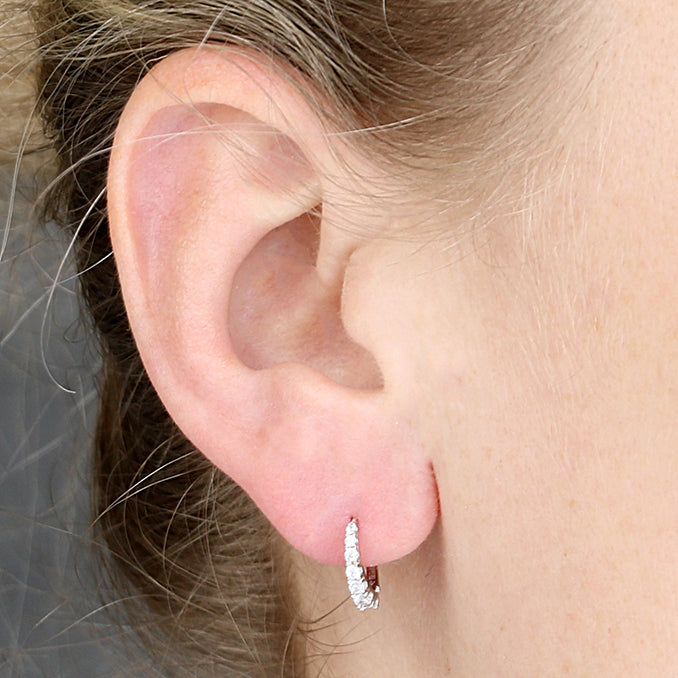 Silver Graduated Cubic Zirconia Hoop Earrings