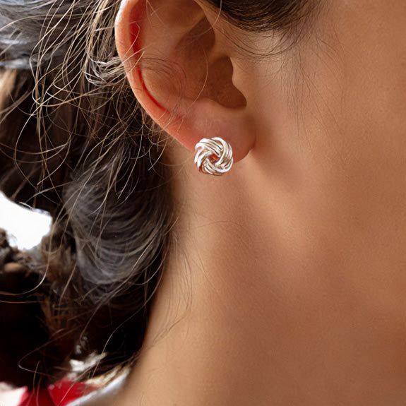 Sterling Silver Knot Stud Earrings