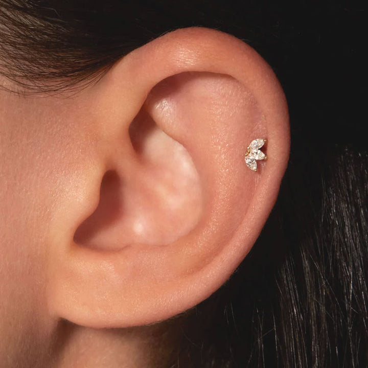 9ct Gold Lotus Flower Cartilage Stud Earring