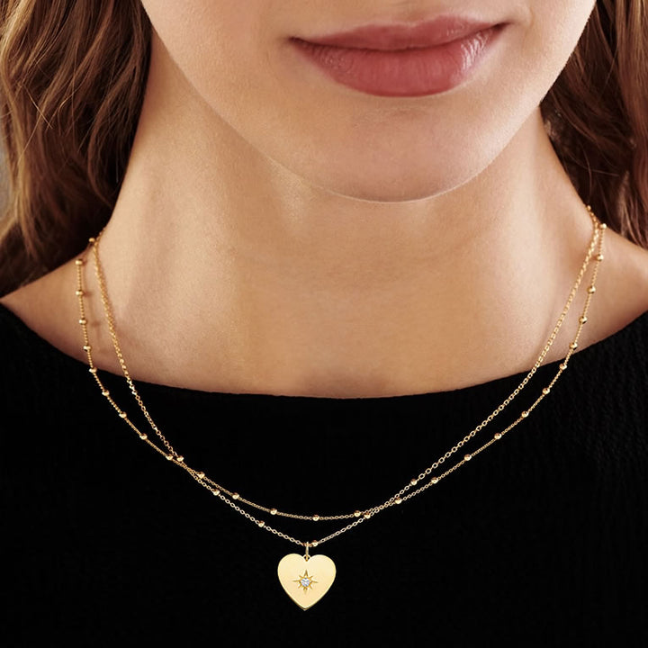 9ct Gold Starburst Heart Pendant