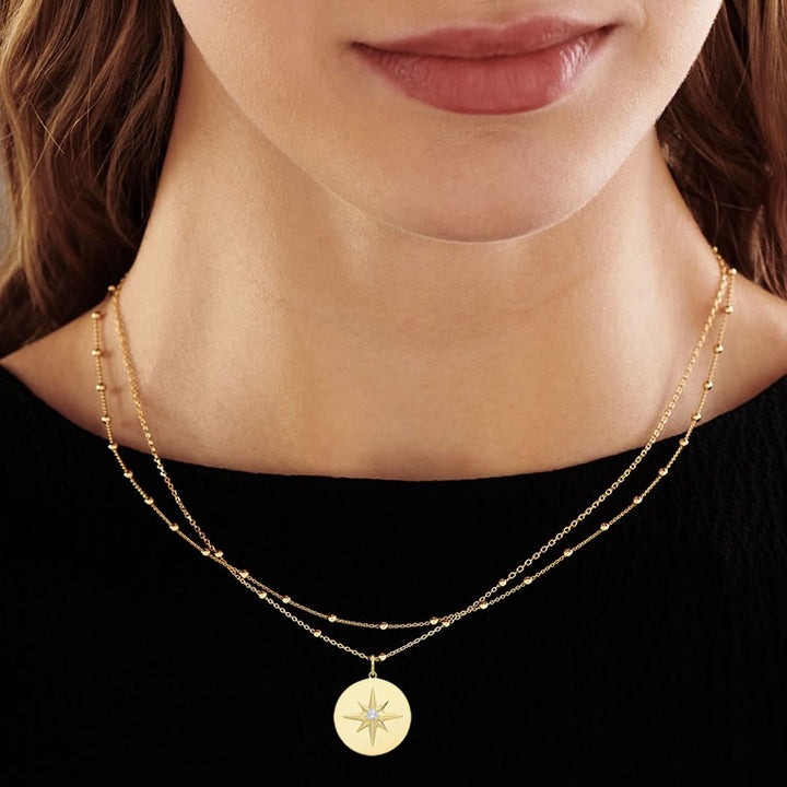 9ct Gold North Star Disc Pendant