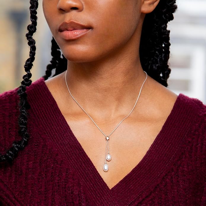 Sterling Silver Pearl Y-Drop Necklace