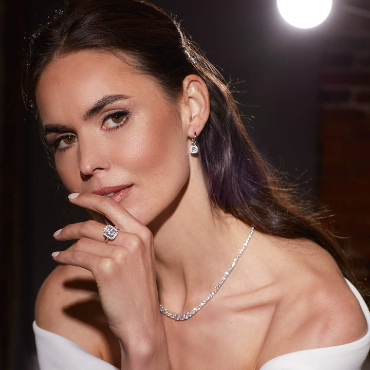 Silver Graduated Cubic Zirconia Tennis Necklace