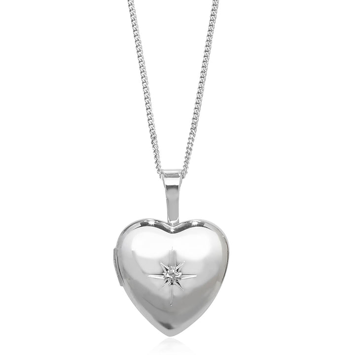 Children's Silver Diamond Heart Locket