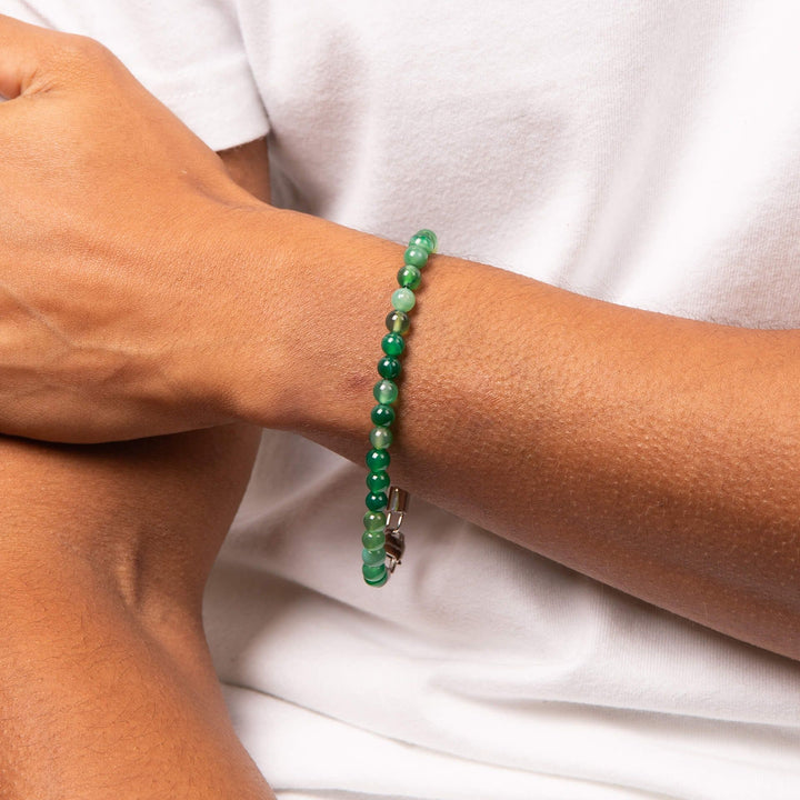 Men's Green Agate Healing Bead Bracelet