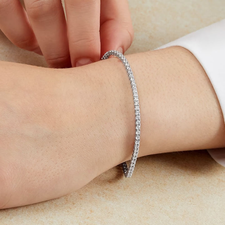 Luminous Silver Cubic Zirconia Tennis Bracelet