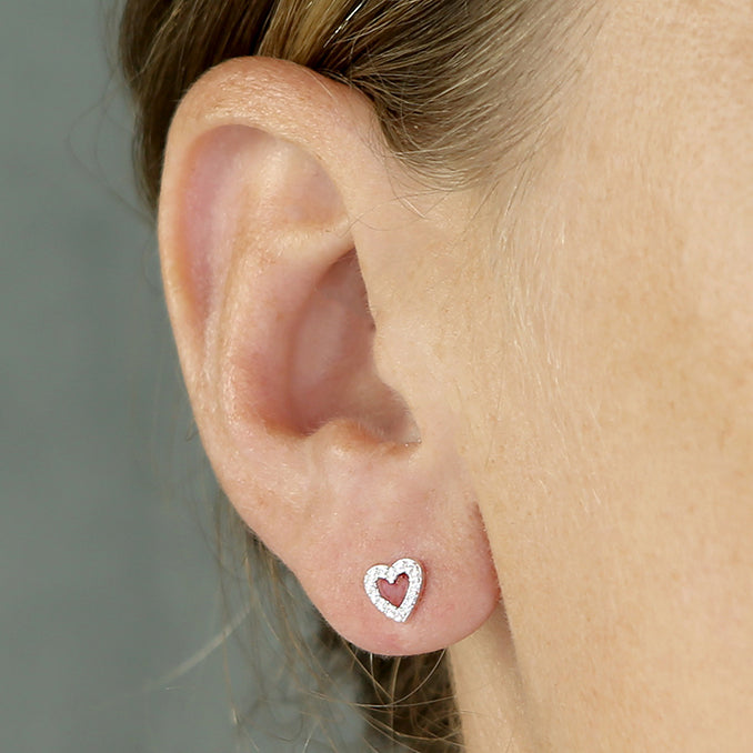 Sterling Silver Heart Stud Earrings