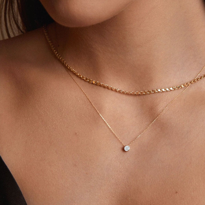 9ct Gold Diamond Illusion Rubover Necklace