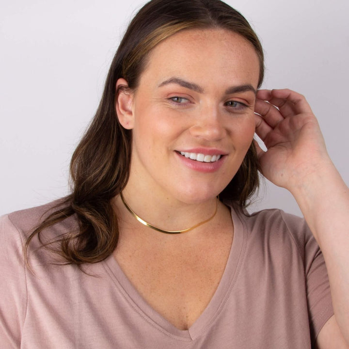 18ct Gold Plated Herringbone Chain Necklace