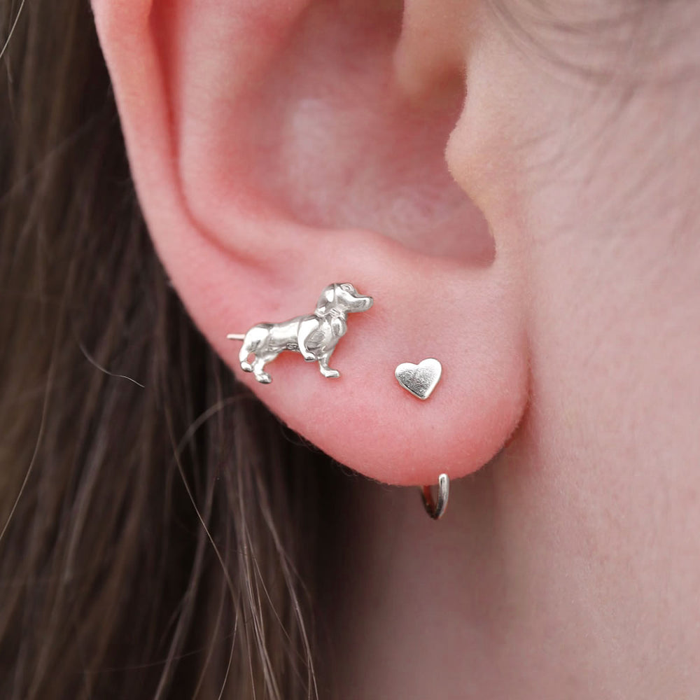 Sterling Silver Dachshund Stud Earrings