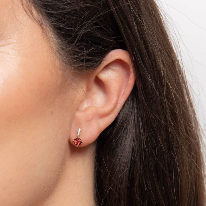 9ct Gold Garnet & Diamond Earrings