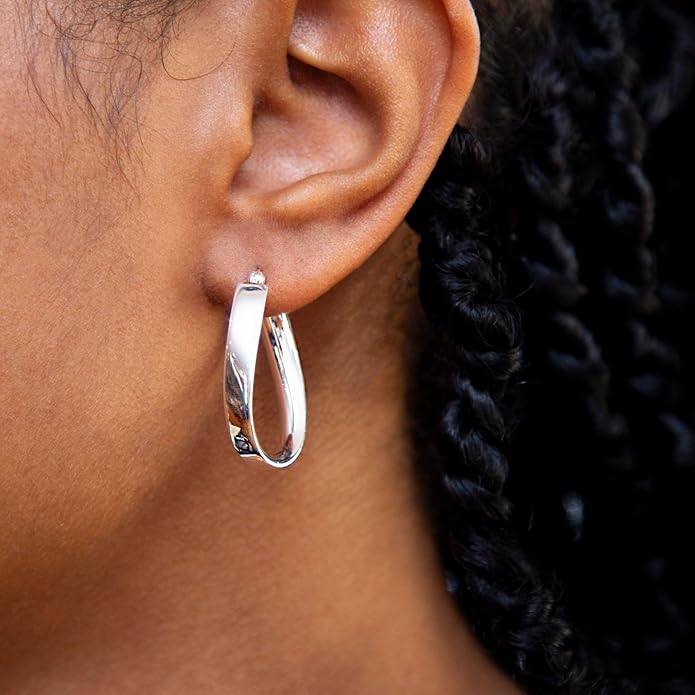Sterling Silver Twist Creole Earrings
