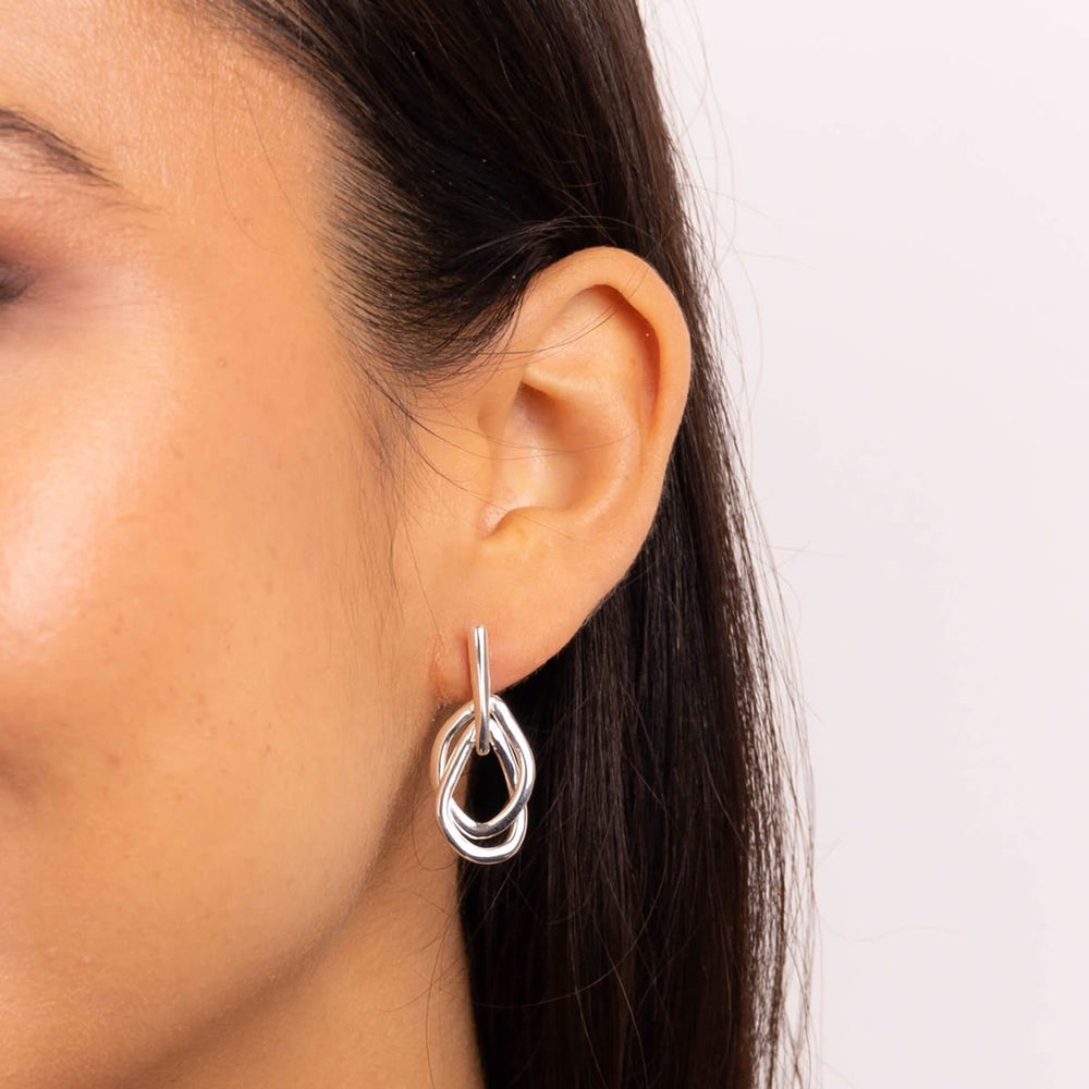 Sterling Silver Organic Link Drop Earrings