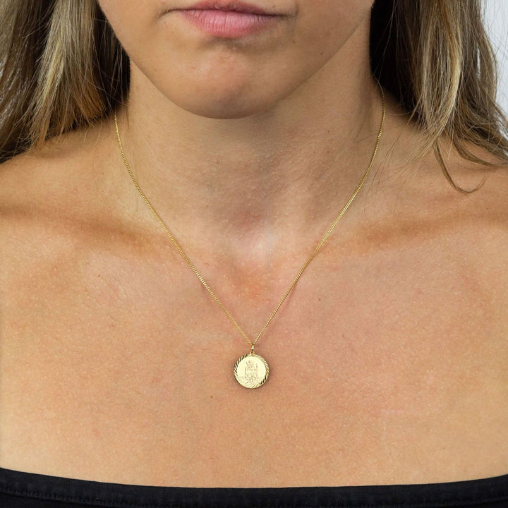 Women's 9ct Gold Diamond-Cut St Christopher Pendant