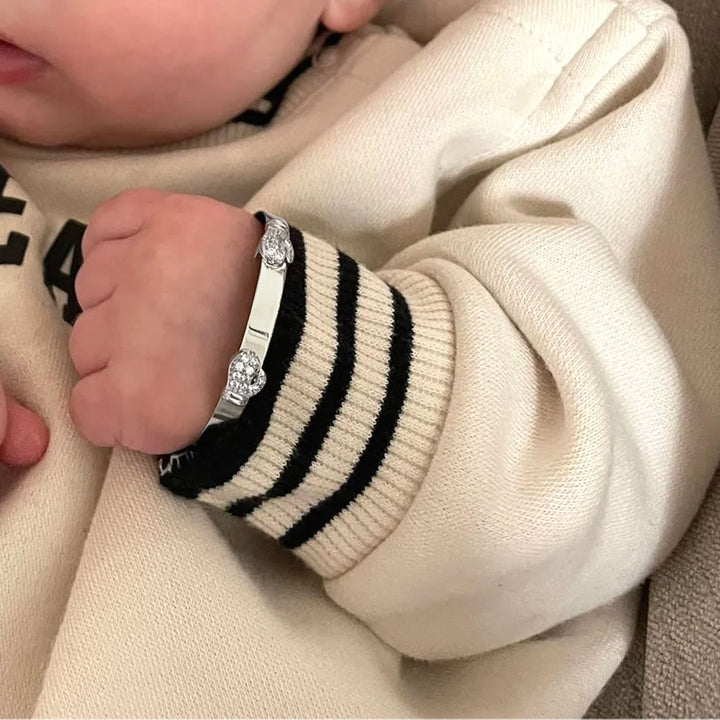 Silver Personalised Boxing Gloves Baby Bangle