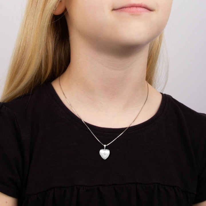 Children's Silver Diamond Heart Locket
