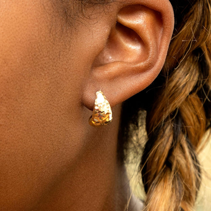 9ct Gold Diamond-Cut Curve Earrings