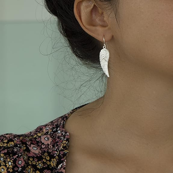 Sterling Silver Angel Wing Drop Earrings