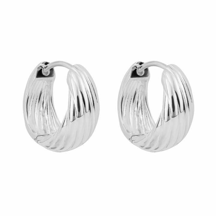 Sterling Silver Textured Chunky Hoop Earrings