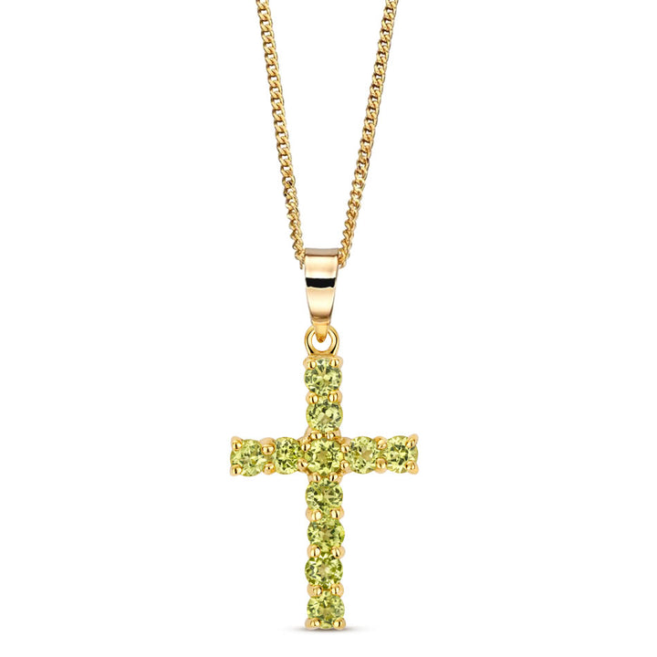 9ct Gold Peridot Cross Pendant