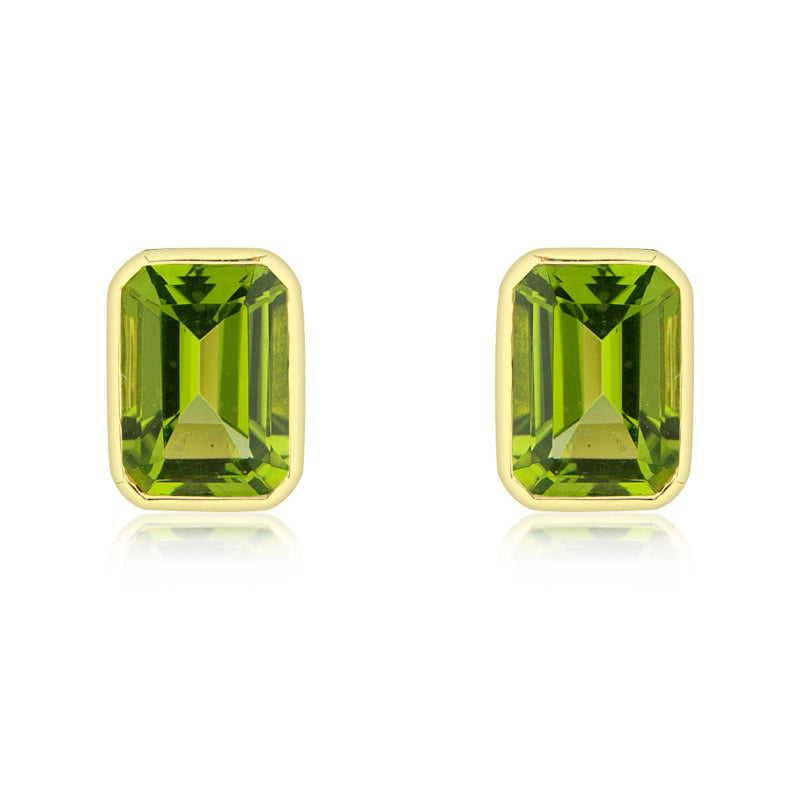 9ct Gold Octagonal Peridot Earrings